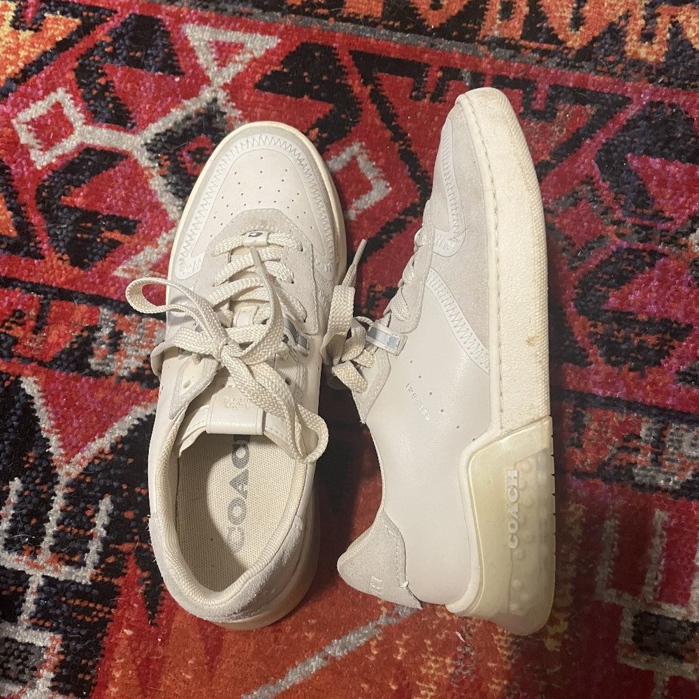 Coach Citysole Suede/Leather Court Sneakers In White/Soft Lilac - Picture 8 of 12